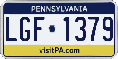 PA license plate LGF1379