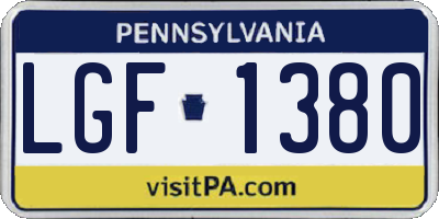 PA license plate LGF1380