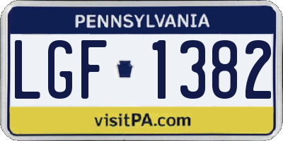 PA license plate LGF1382