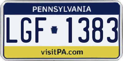 PA license plate LGF1383