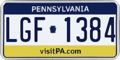 PA license plate LGF1384