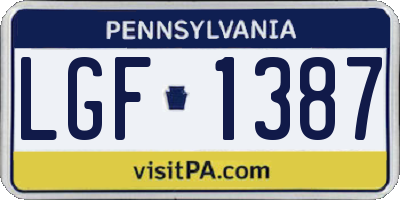 PA license plate LGF1387