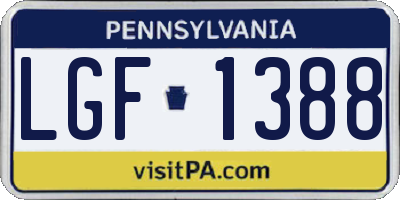 PA license plate LGF1388