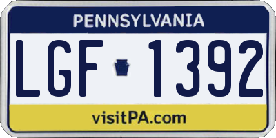 PA license plate LGF1392