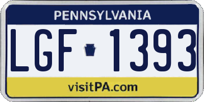 PA license plate LGF1393