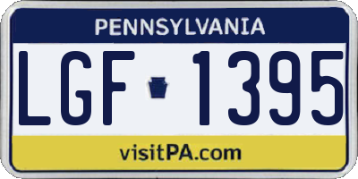 PA license plate LGF1395