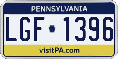 PA license plate LGF1396