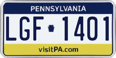 PA license plate LGF1401