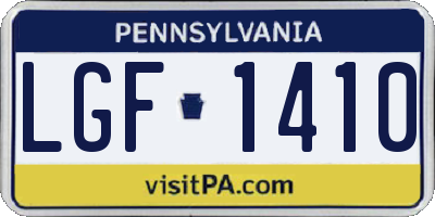 PA license plate LGF1410