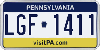 PA license plate LGF1411