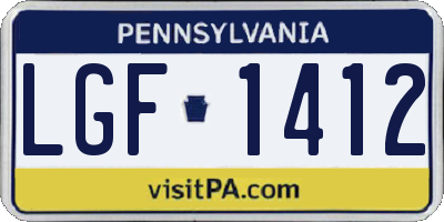 PA license plate LGF1412