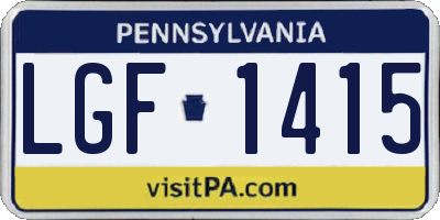 PA license plate LGF1415