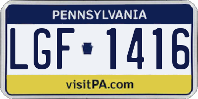 PA license plate LGF1416