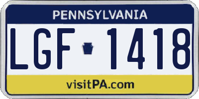 PA license plate LGF1418