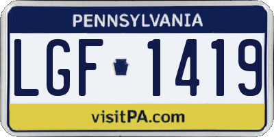 PA license plate LGF1419