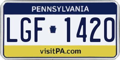 PA license plate LGF1420