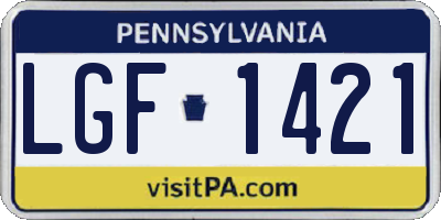 PA license plate LGF1421