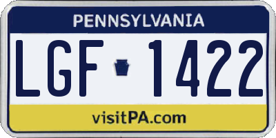 PA license plate LGF1422