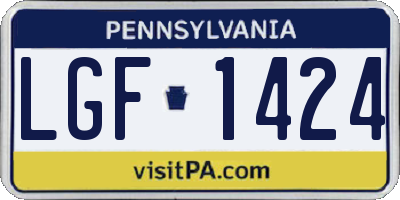 PA license plate LGF1424