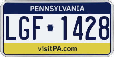 PA license plate LGF1428