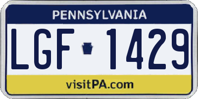 PA license plate LGF1429