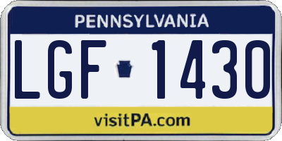 PA license plate LGF1430