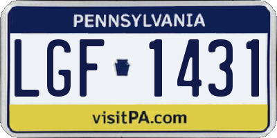 PA license plate LGF1431