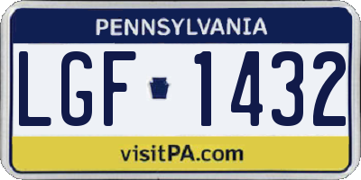 PA license plate LGF1432