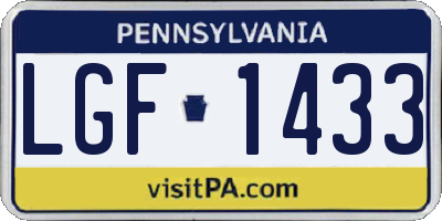 PA license plate LGF1433