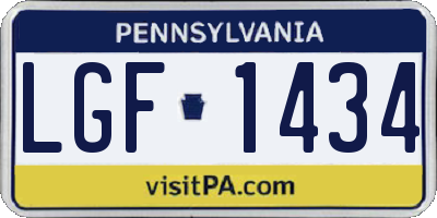 PA license plate LGF1434