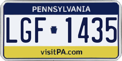 PA license plate LGF1435