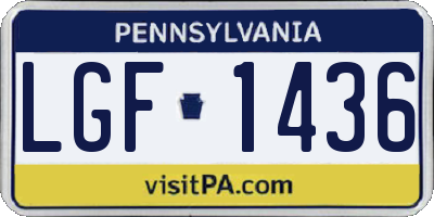 PA license plate LGF1436