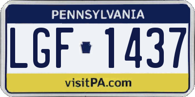 PA license plate LGF1437
