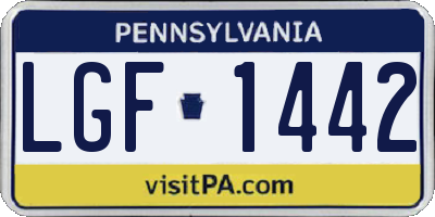 PA license plate LGF1442