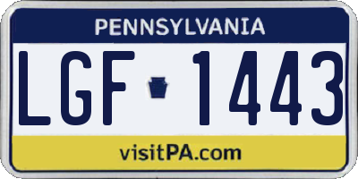 PA license plate LGF1443