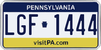 PA license plate LGF1444