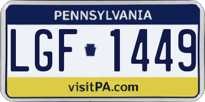 PA license plate LGF1449