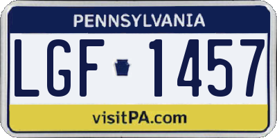PA license plate LGF1457