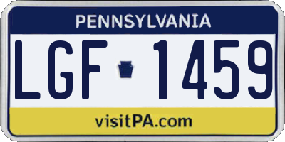 PA license plate LGF1459