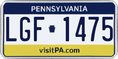 PA license plate LGF1475