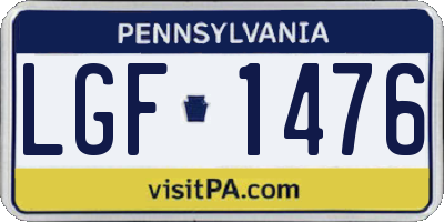 PA license plate LGF1476