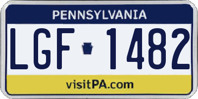 PA license plate LGF1482