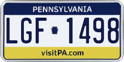 PA license plate LGF1498