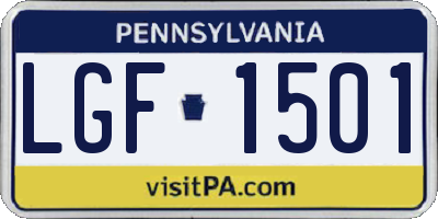 PA license plate LGF1501