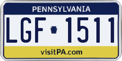 PA license plate LGF1511