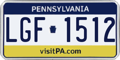 PA license plate LGF1512