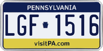 PA license plate LGF1516