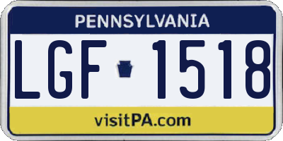 PA license plate LGF1518