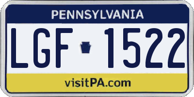 PA license plate LGF1522