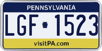 PA license plate LGF1523